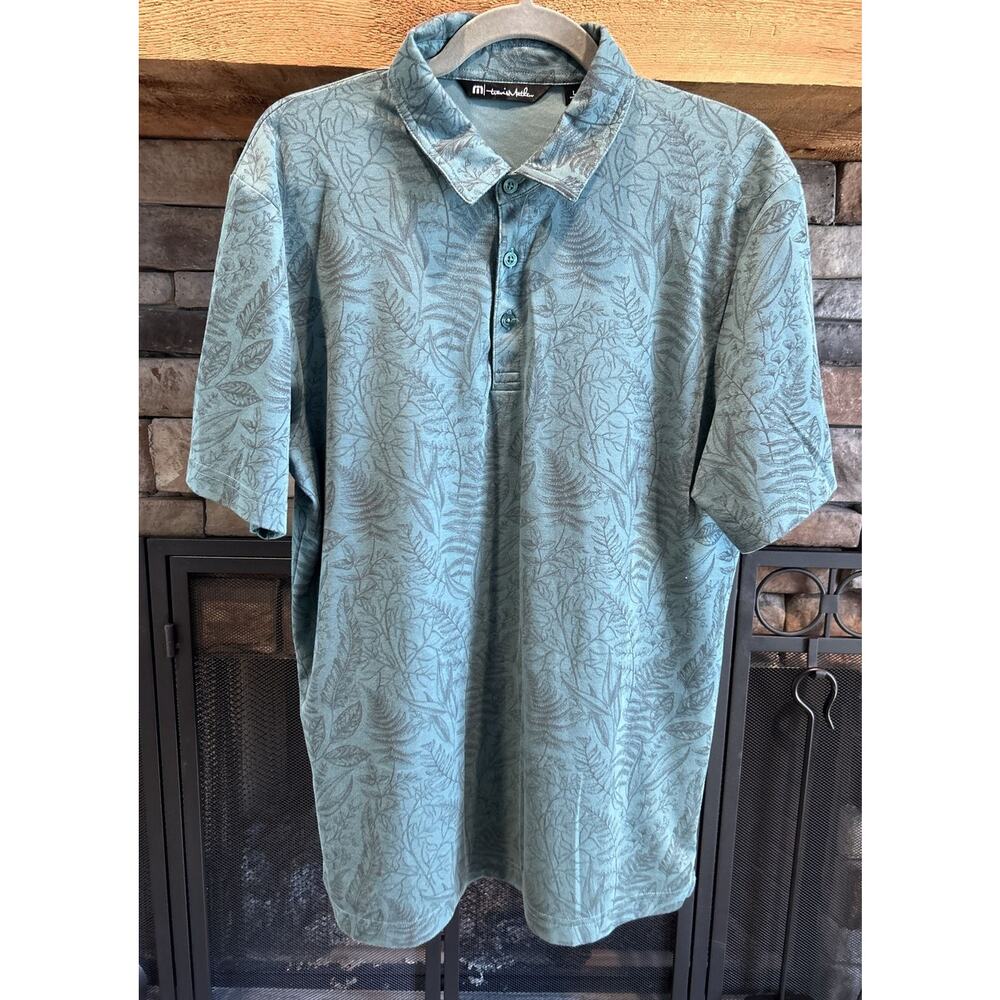 mens TRAVIS MATHEW green HIDDEN FALLS short sleeve polo shirt sz L *A2